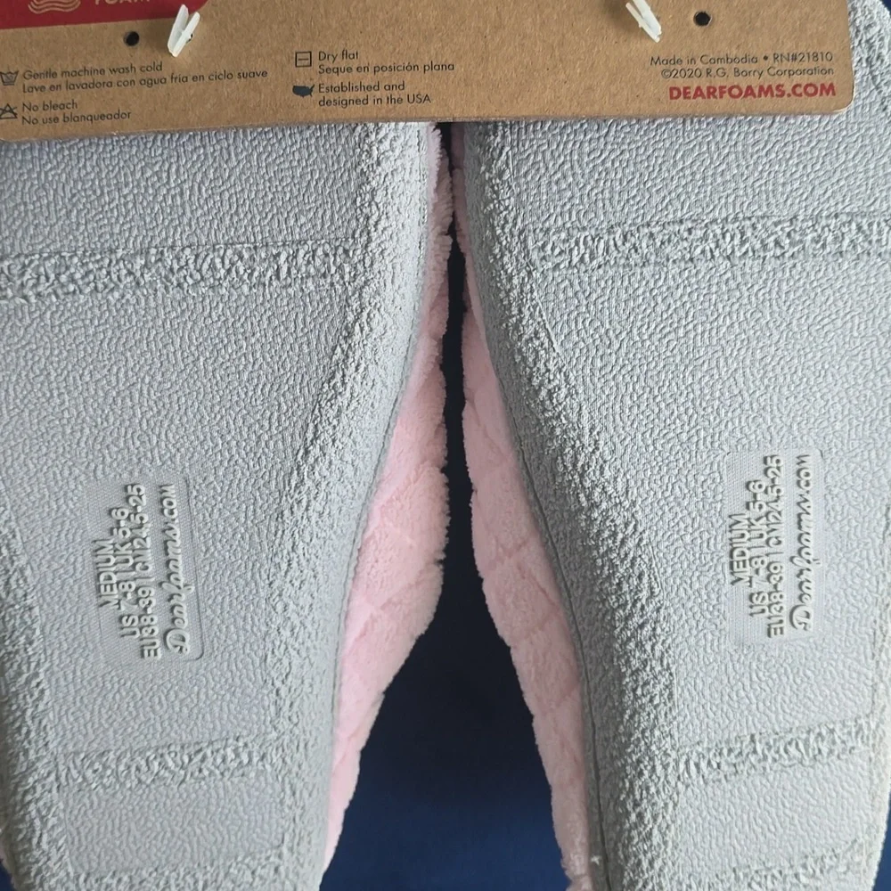 Dearfoams Light Pink Quilted Slippers - Picture 2 of 3